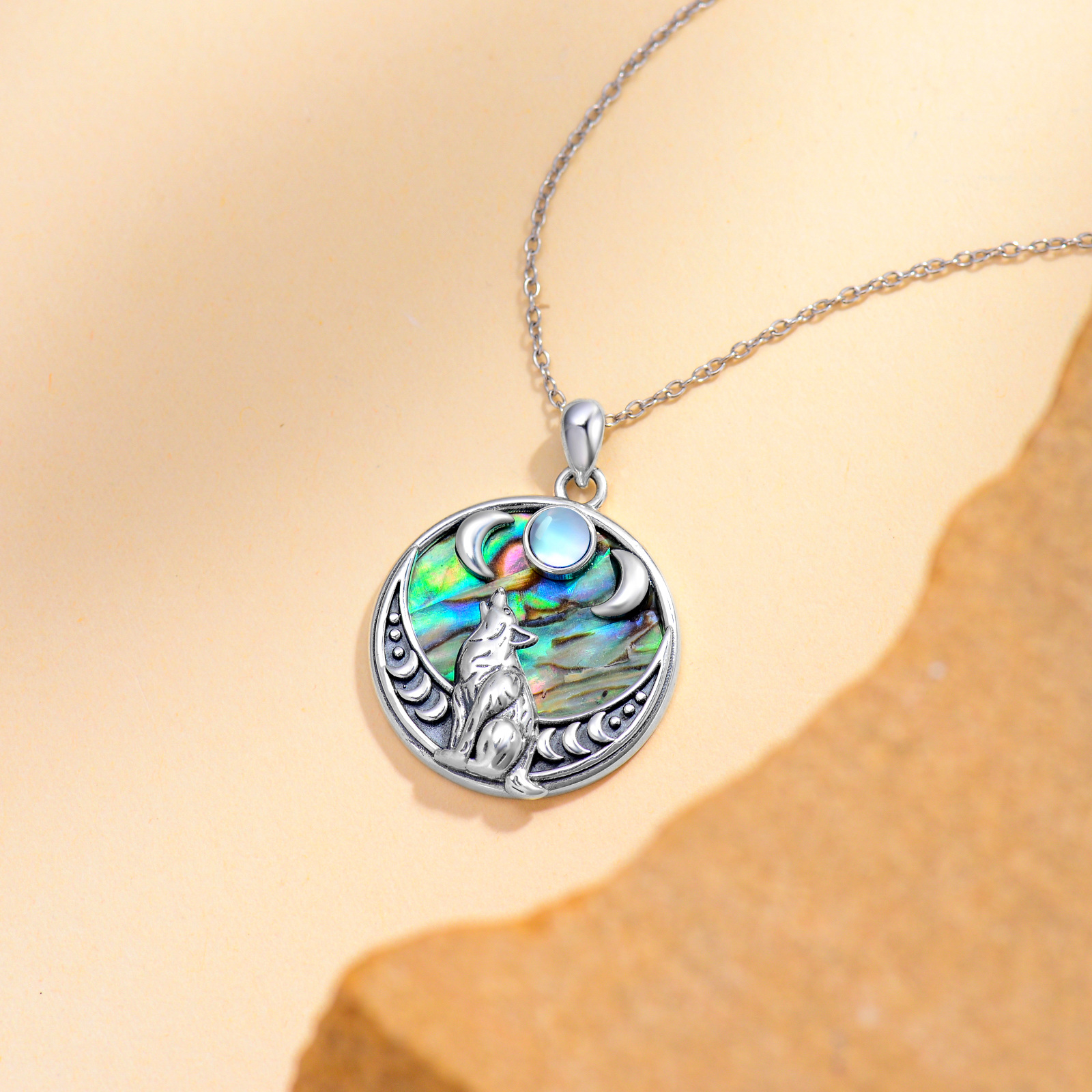 Sterling Silver Wolf Pendant Necklace for Women